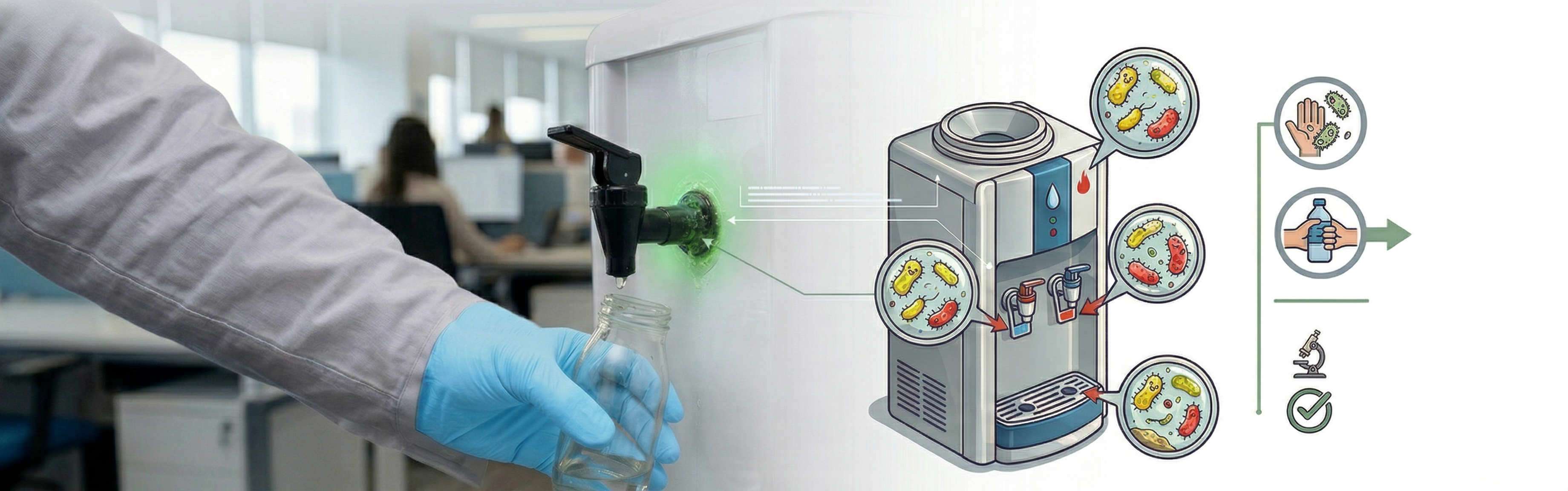 Evaluación microbiológica de superficies inertes en dispensadores de agua